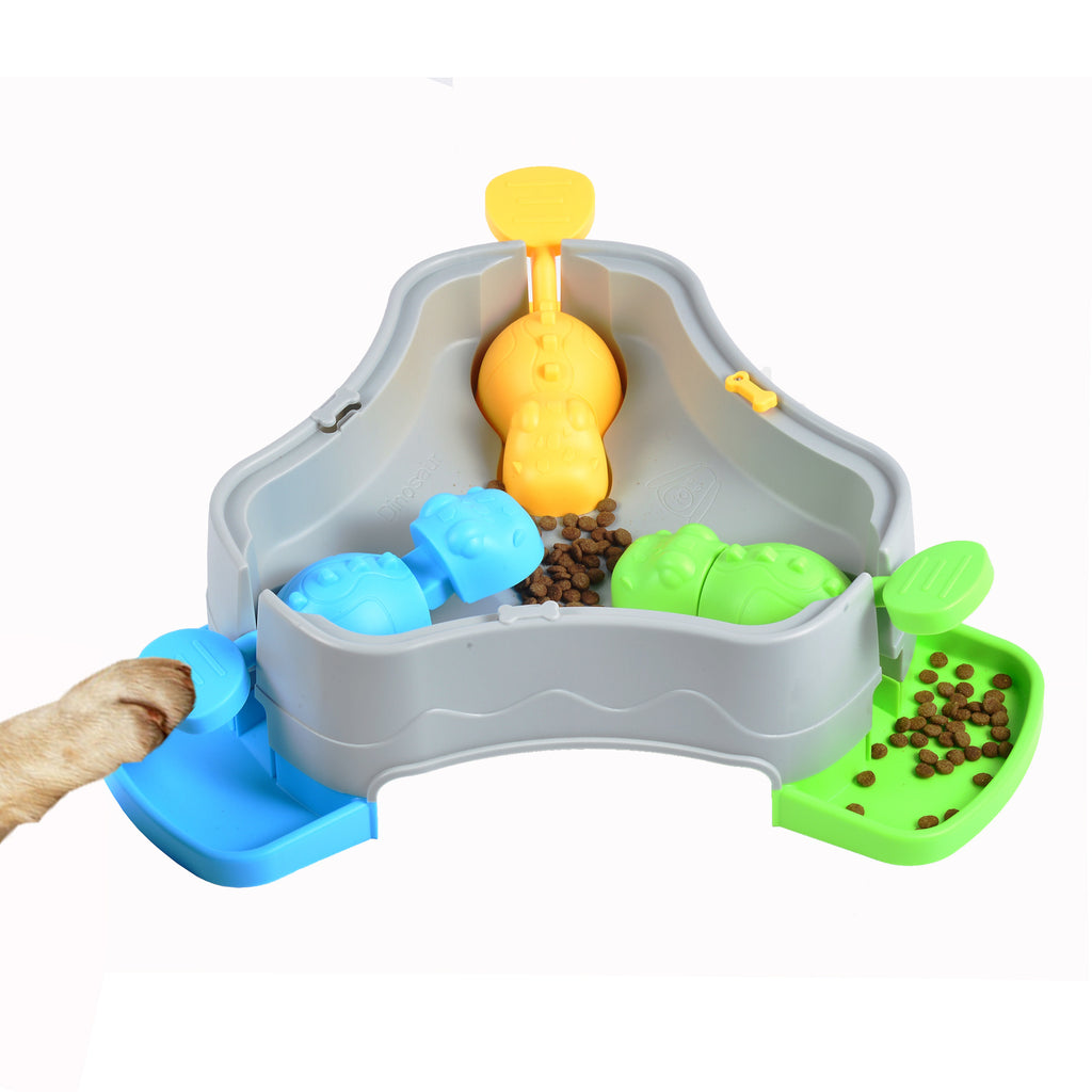 Pet slow feeder toy with a puzzle-style food dispensing design