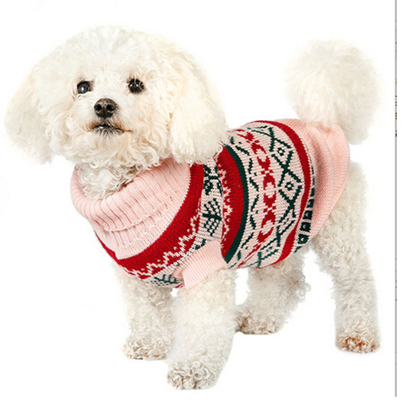 Leaf pattern dog sweater with lapel collar