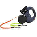Retractable dog leash with flashlight and integrated handle design