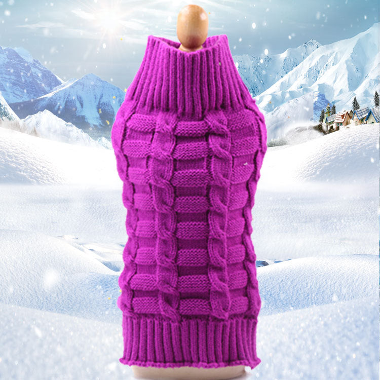Cashmere dog sweater in a twisted rope knit design