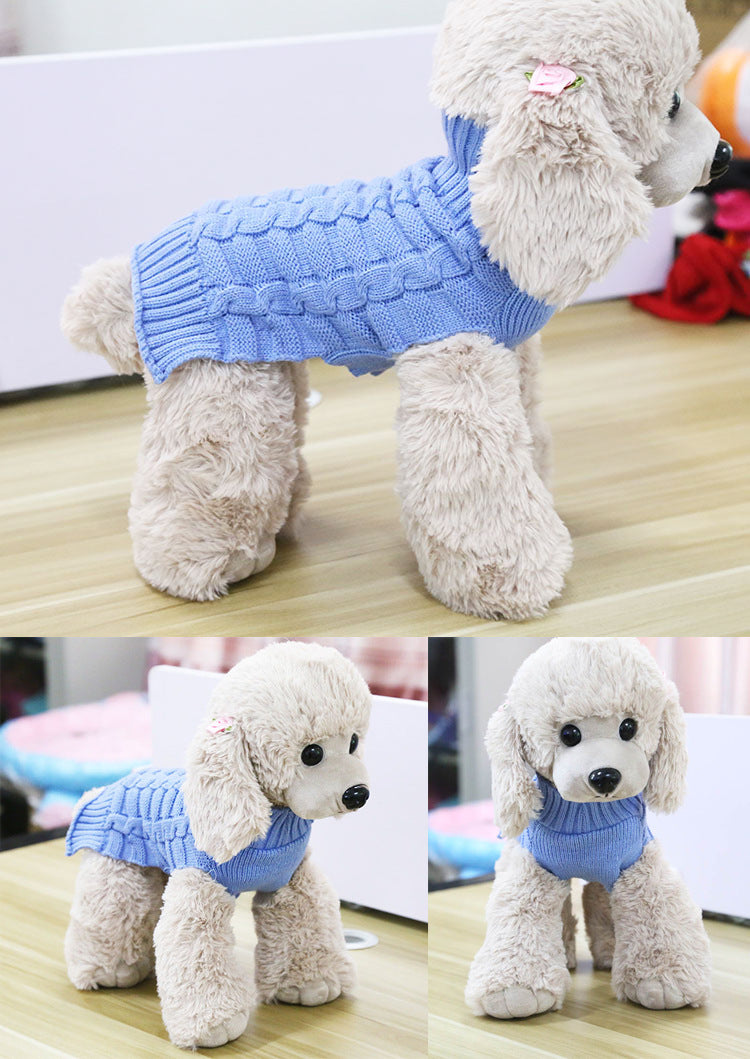 Cashmere dog sweater in a twisted rope knit design