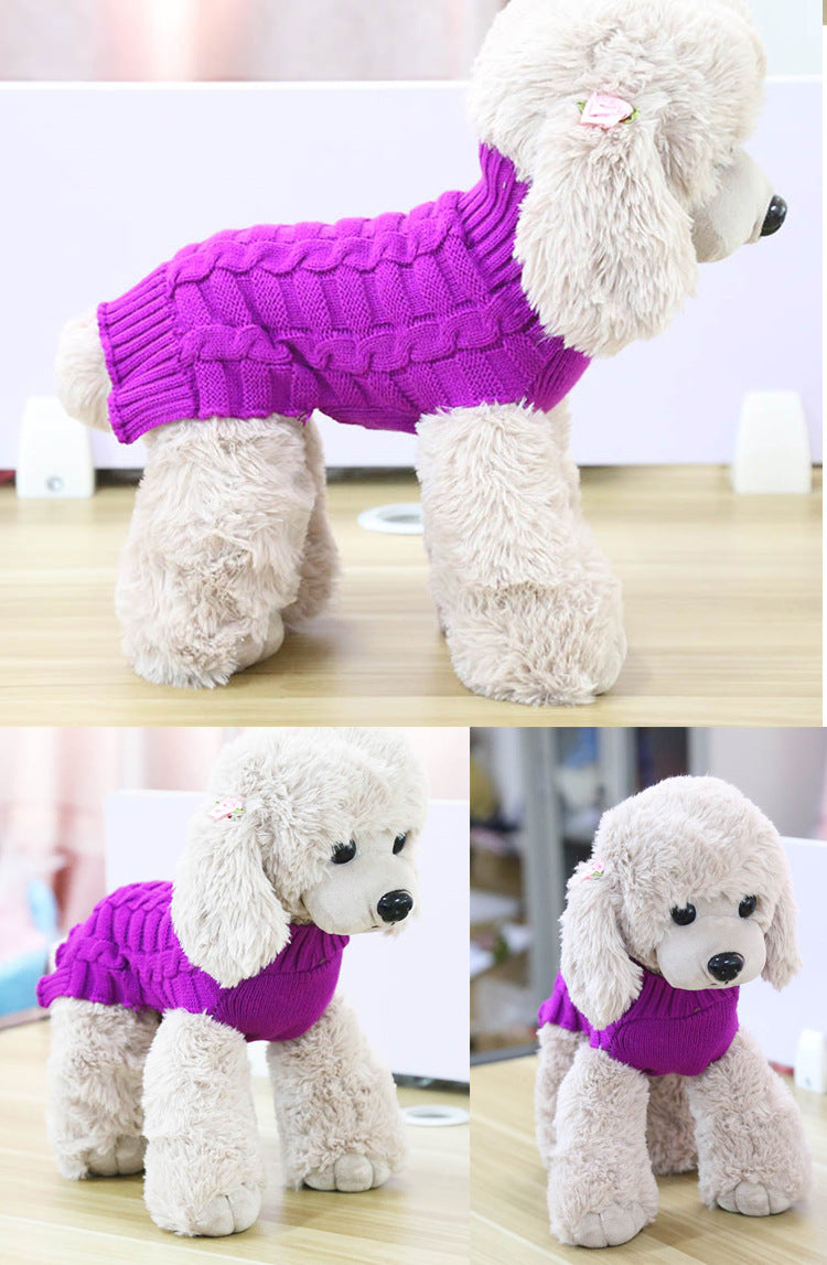 Cashmere dog sweater in a twisted rope knit design