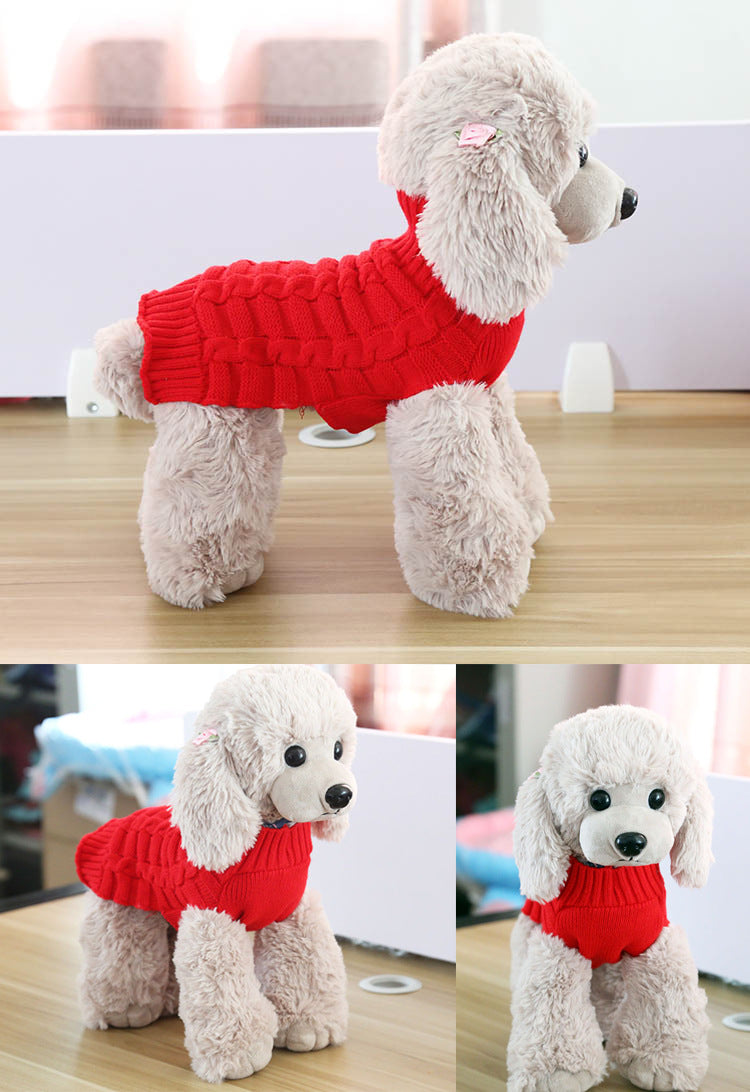 Cashmere dog sweater in a twisted rope knit design