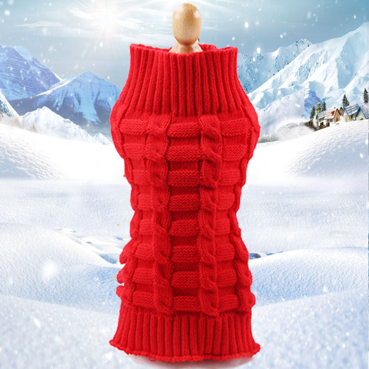 Cashmere dog sweater in a twisted rope knit design