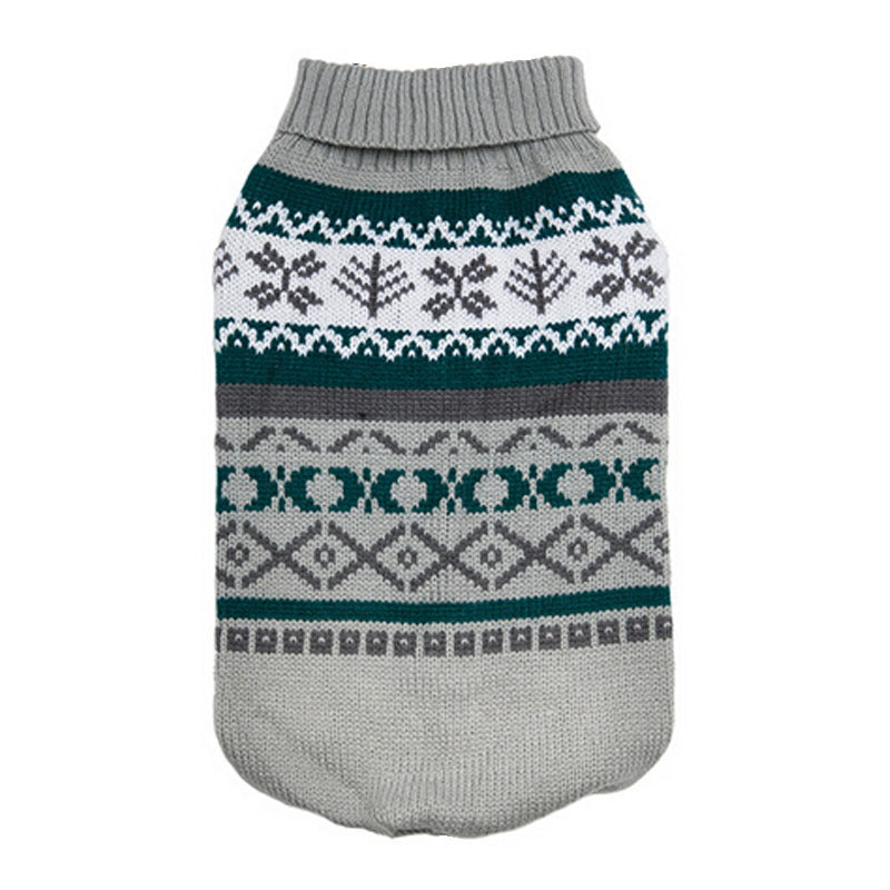 Leaf pattern dog sweater with lapel collar