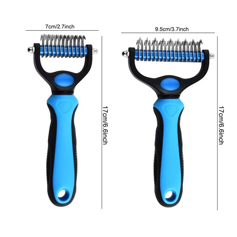 Dog dematting comb for long-haired pet grooming
