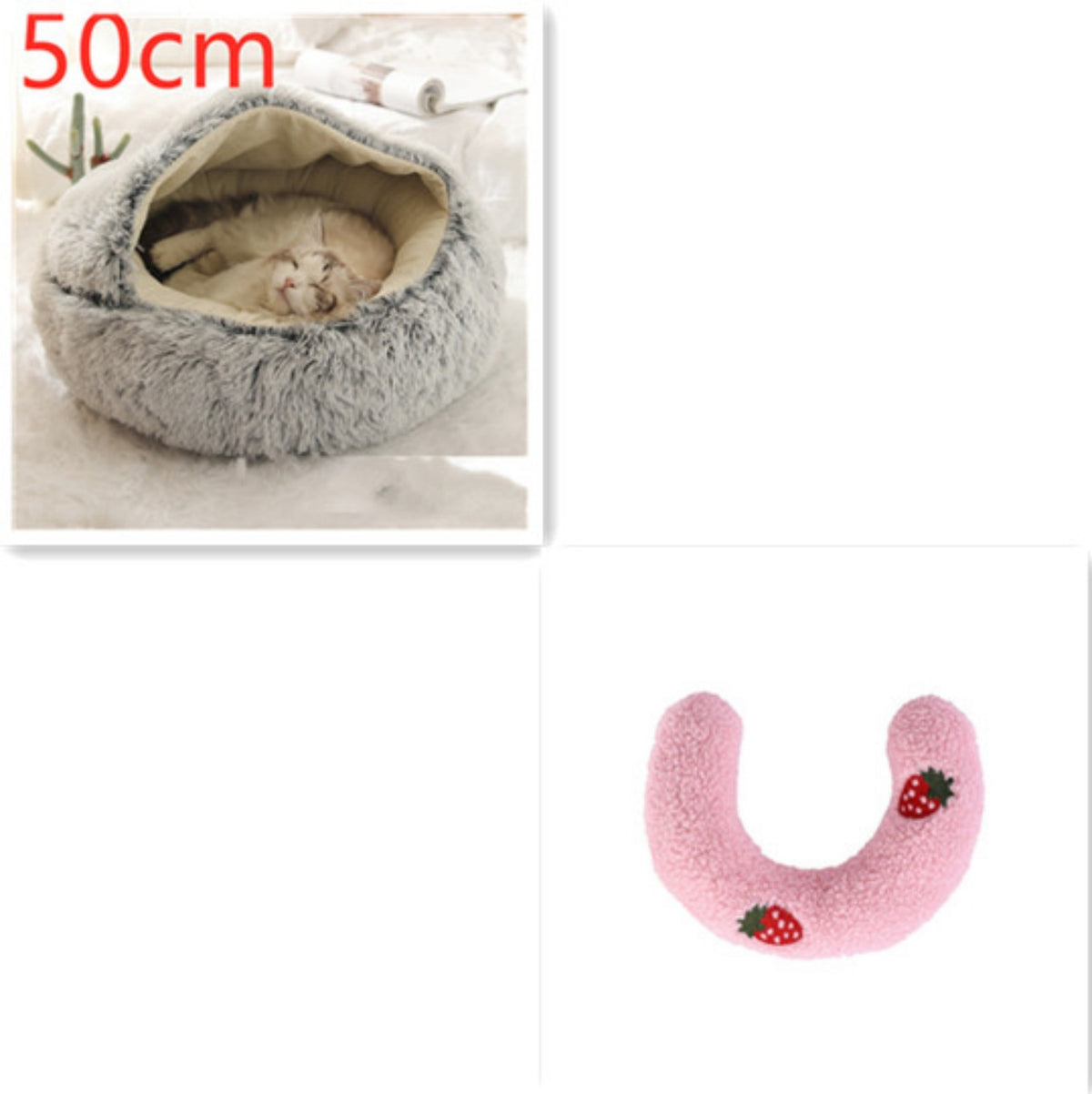 Cozy pet bed with an enclosed cocoon-style design