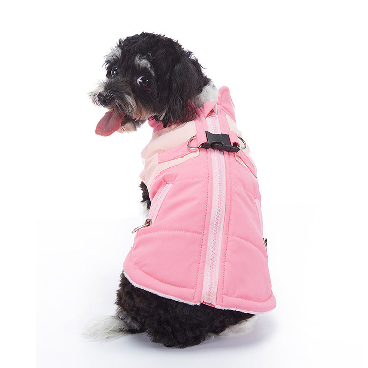 Winter dog jacket displayed from the front