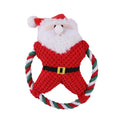 Christmas plush dog toy with festive holiday-themed design