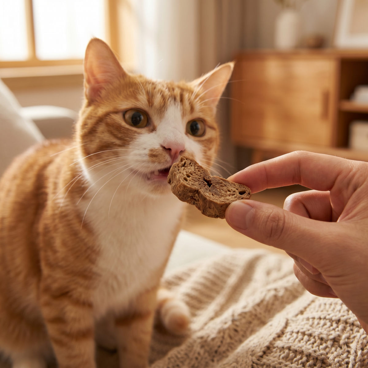Freeze-Dried Beef Liver for Cats close-up of beef liver pieces