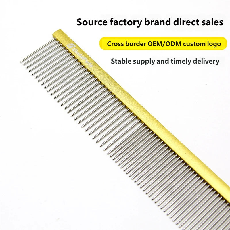Professional pet grooming comb with pin-style teeth for coat care