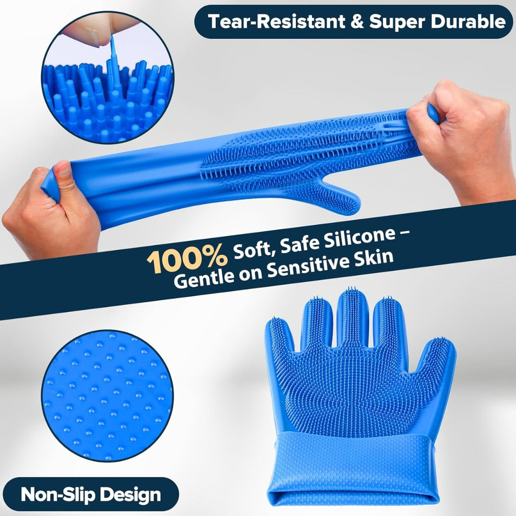 Dog grooming bath kit with six pet washing and grooming accessories