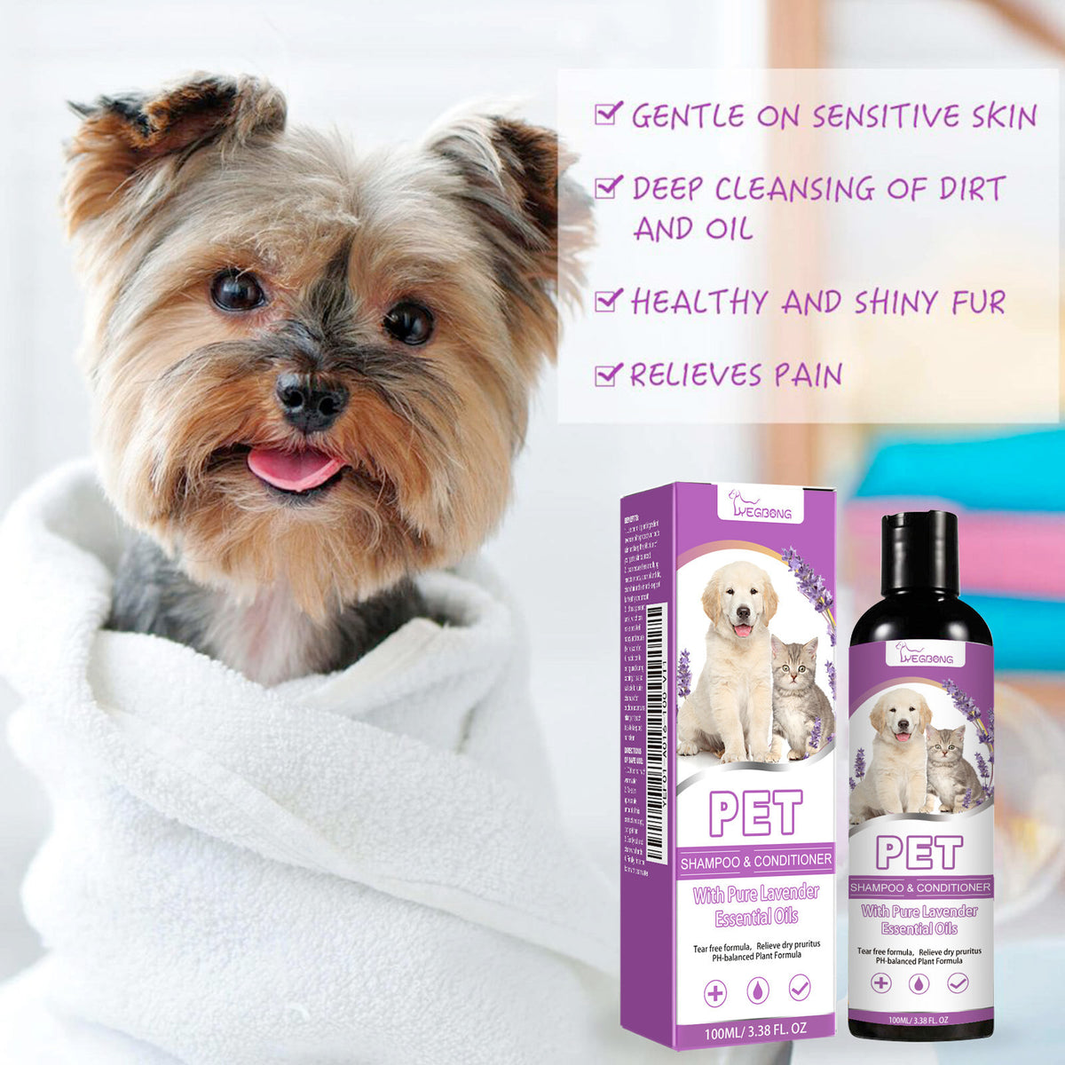 Pet shampoo by Yegbong for everyday pet grooming