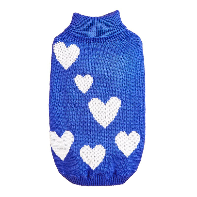 Valentine dog sweater with a love-inspired knitted design