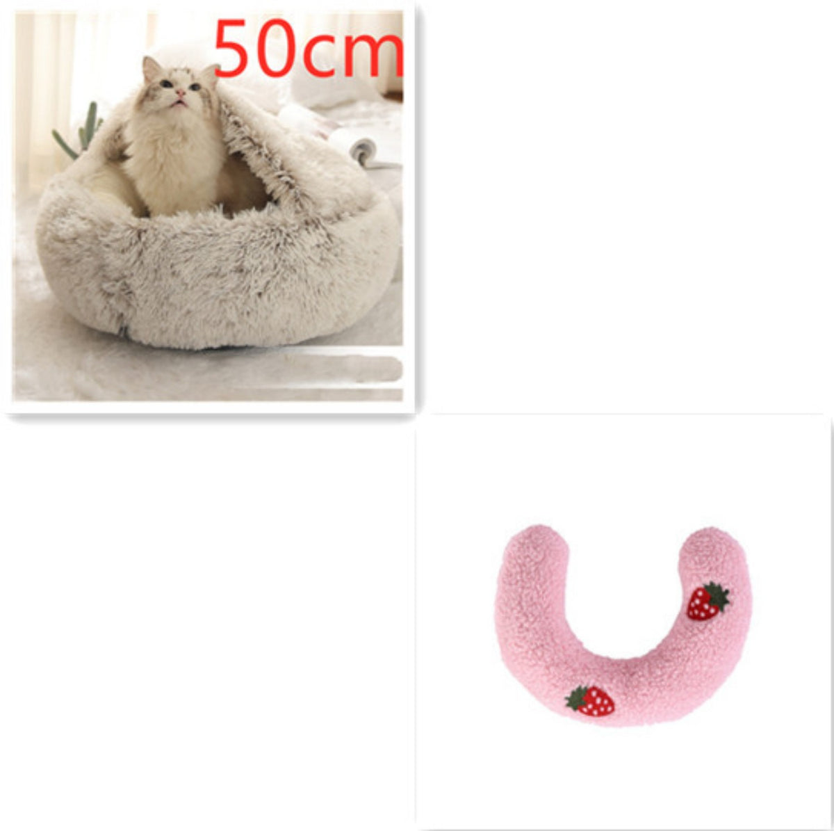 Cozy pet bed with an enclosed cocoon-style design