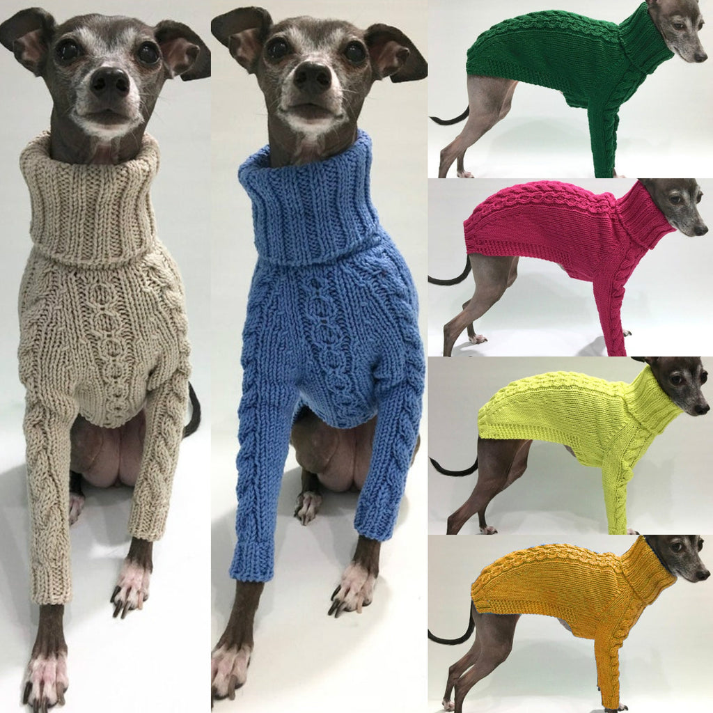 High collar dog sweater in a solid-colour design