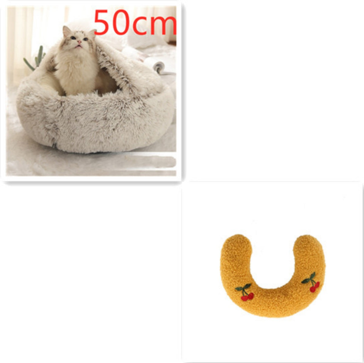 Cozy pet bed with an enclosed cocoon-style design