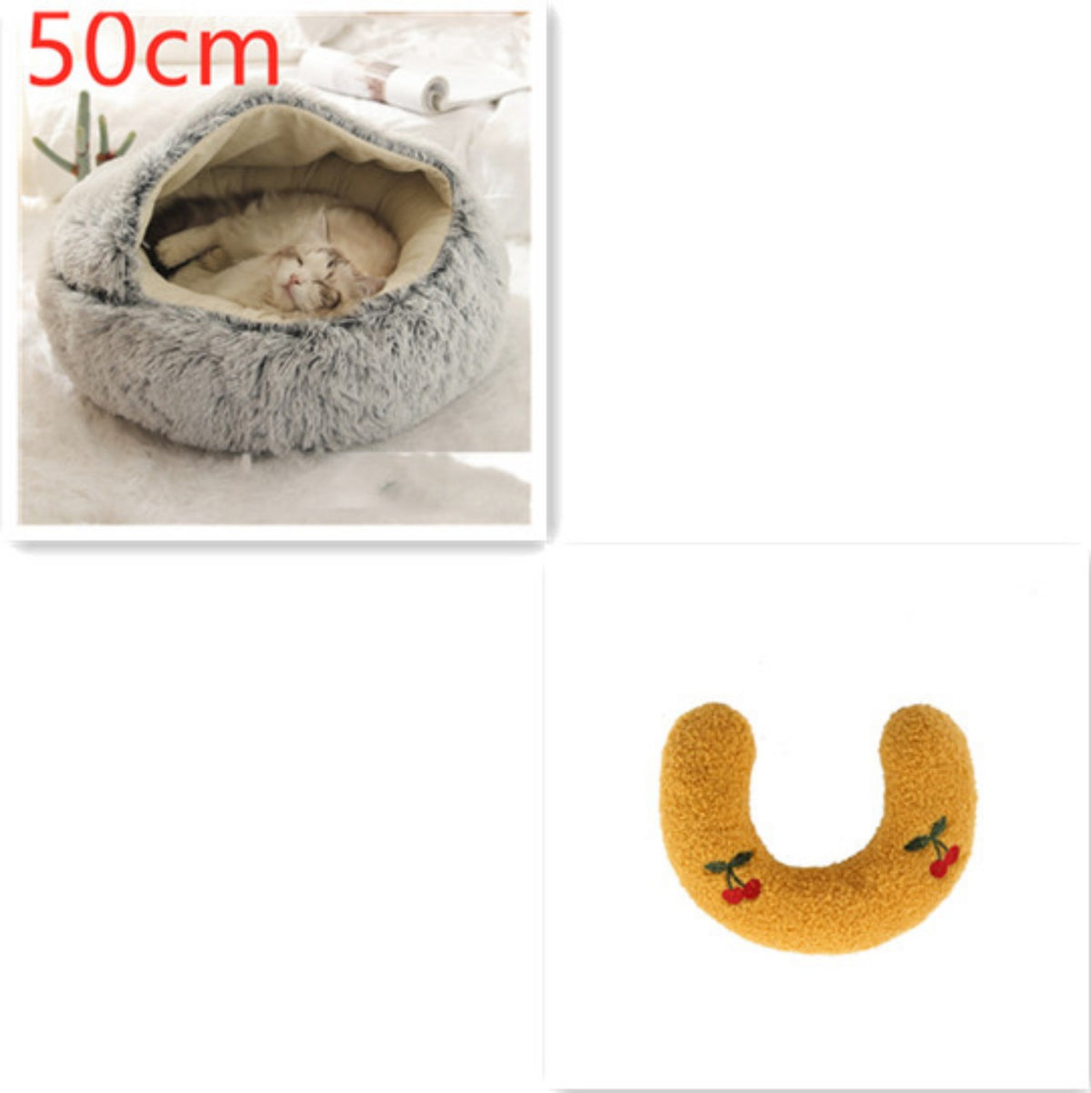 Cozy pet bed with an enclosed cocoon-style design