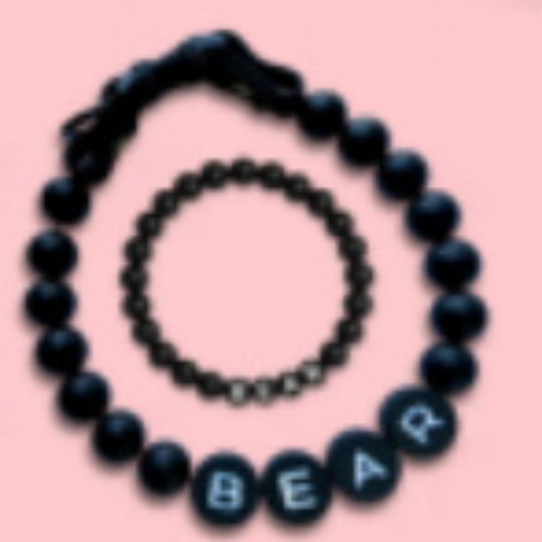 Personalized pearl beaded dog collar with custom name