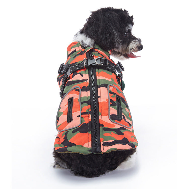 Winter dog jacket showing the overall design