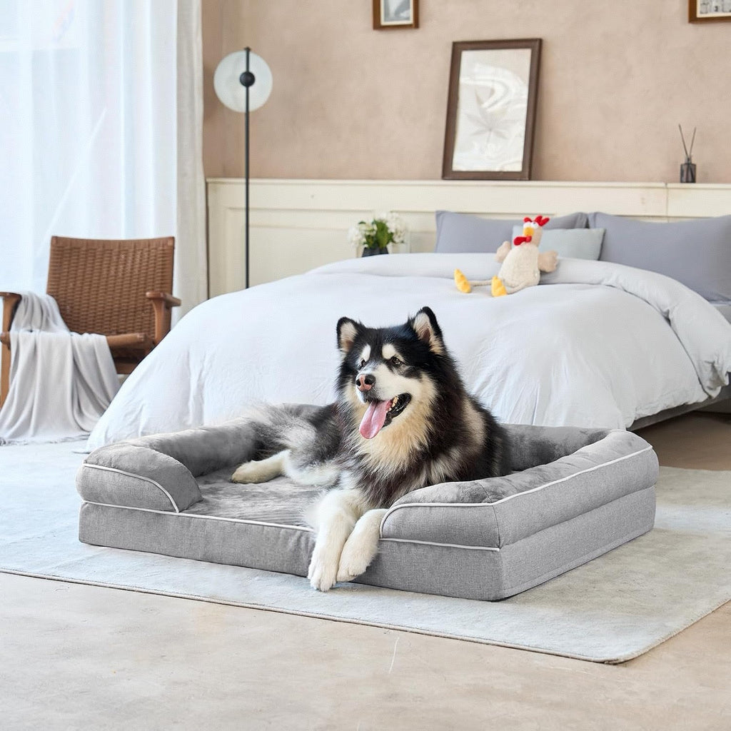 Waterproof dog bed with removable washable cover