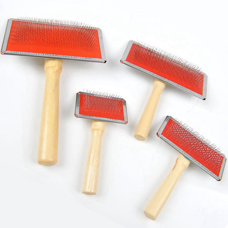 Dog grooming comb with needle-style teeth for pet coat care