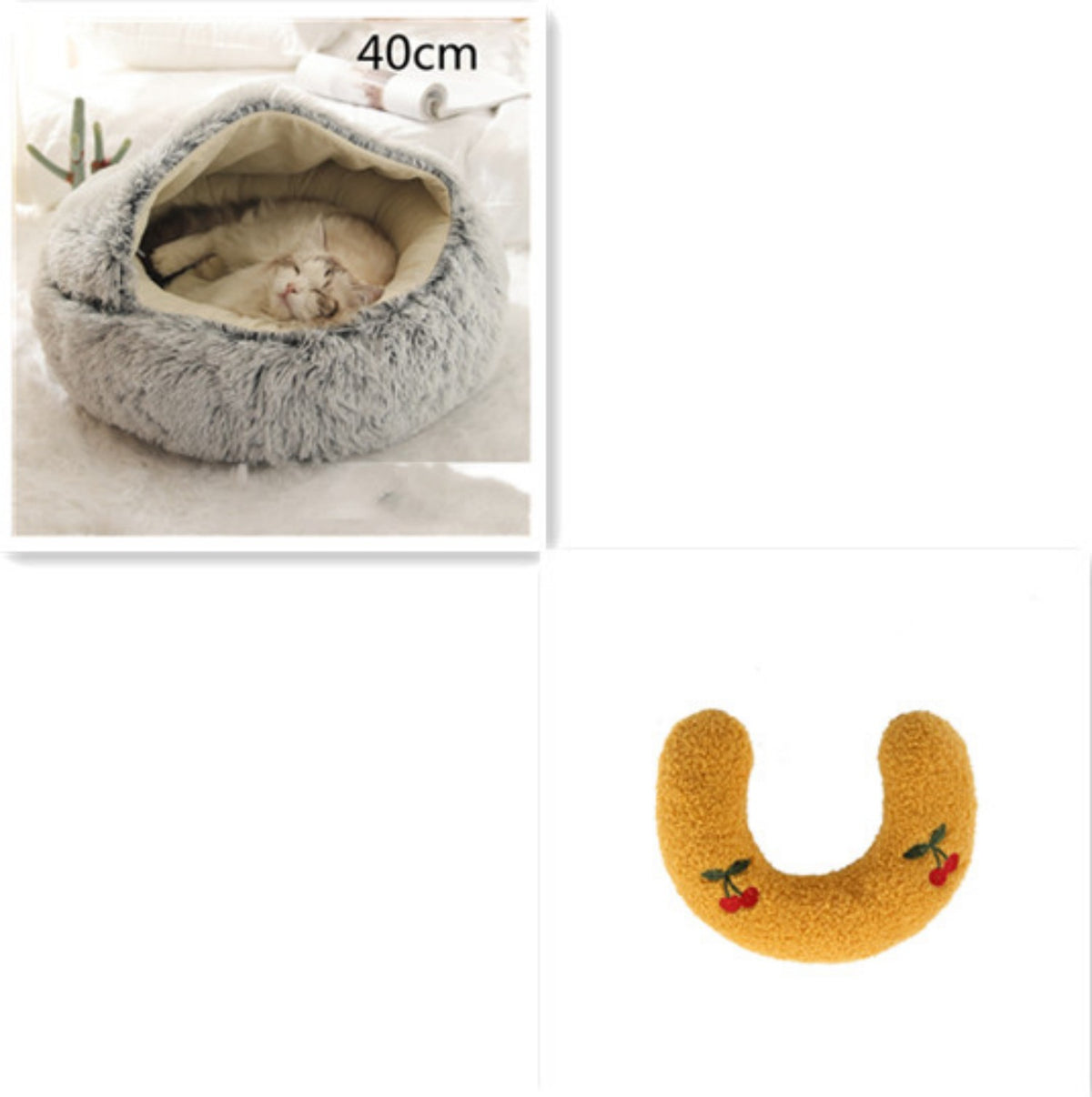 Cozy pet bed with an enclosed cocoon-style design