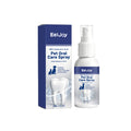 Pet oral care spray bottle displayed with its product packaging