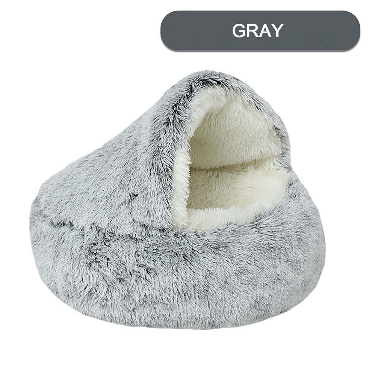 Plush cat bed with luxurious soft round design