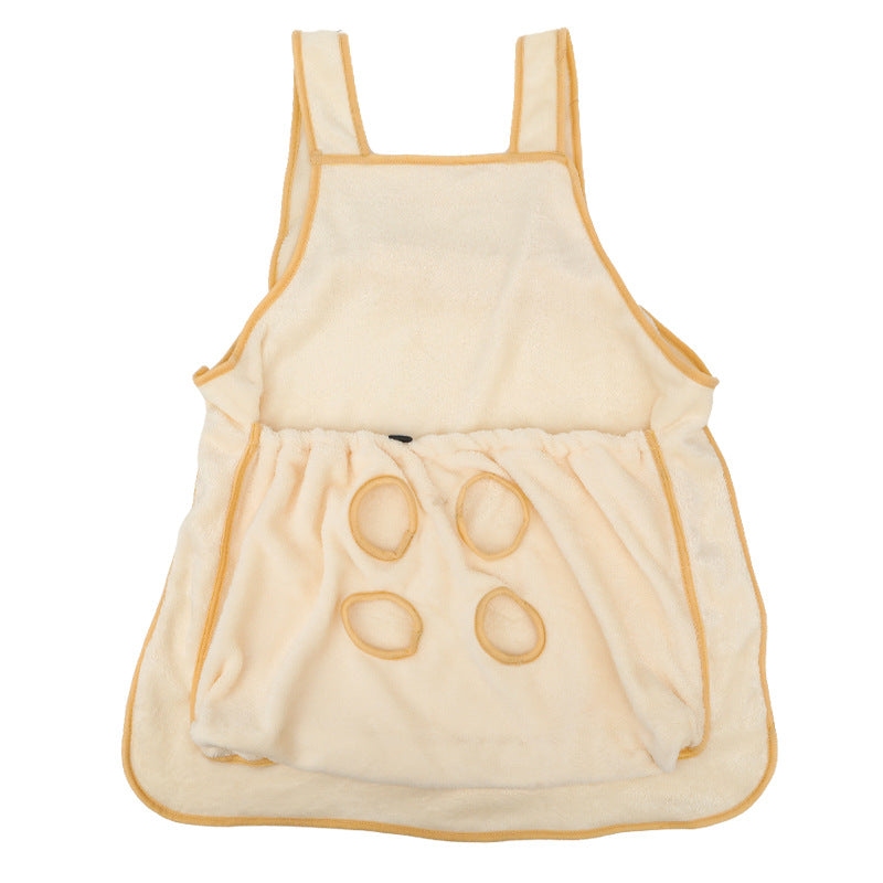 Pet carrier apron with plush pocket shown from the front