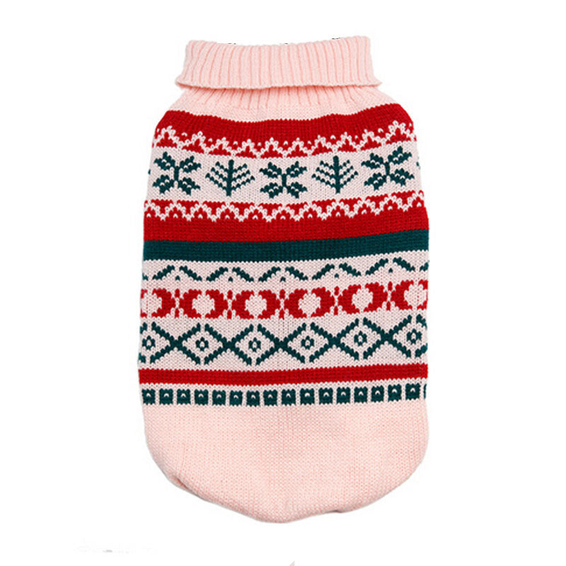 Leaf pattern dog sweater with lapel collar