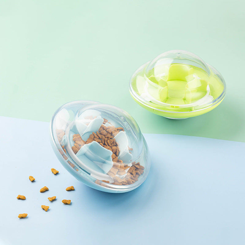 Pet tumbler ball toy with rounded wobble design for pet play