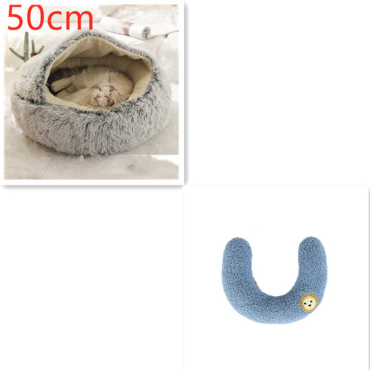 Cozy pet bed with an enclosed cocoon-style design