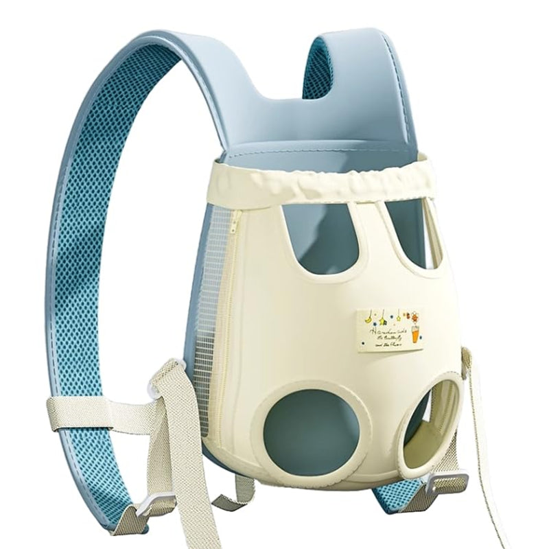 Dog carrier backpack showing the full wearable chest carrier design