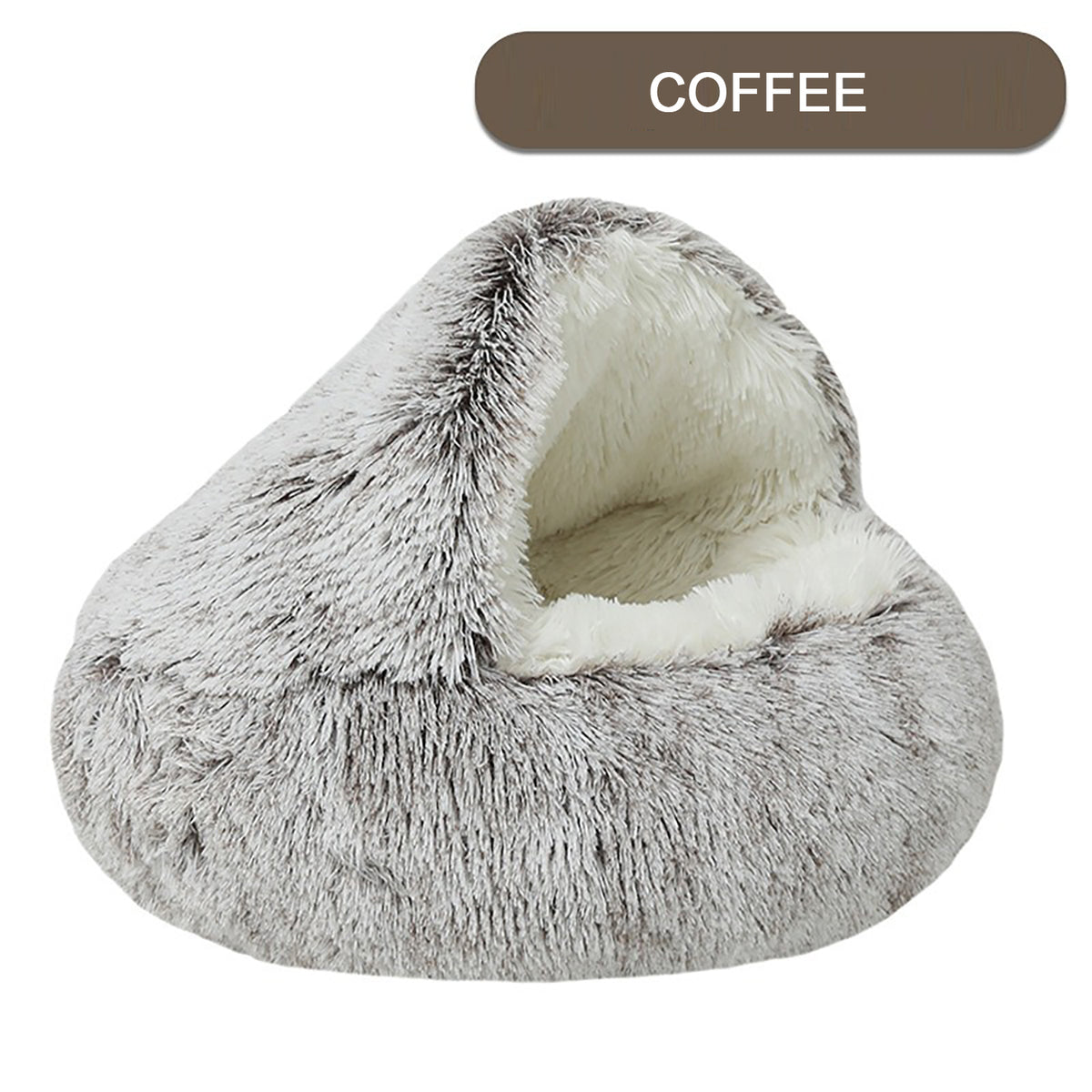 Plush cat bed with luxurious soft round design