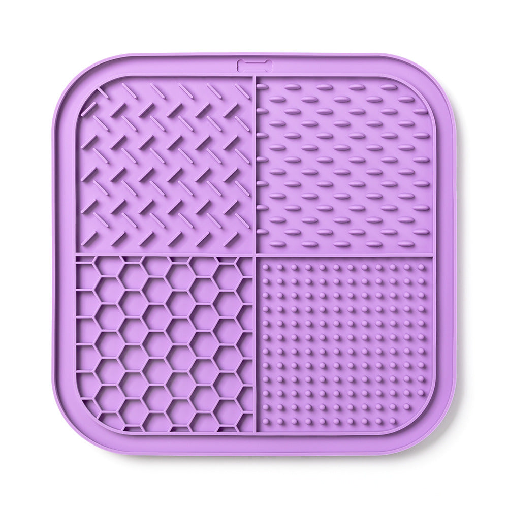 Slow feeding mat for pets with textured feeding surface