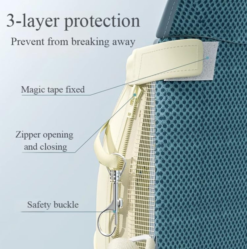 Dog carrier backpack showing the full wearable chest carrier design
