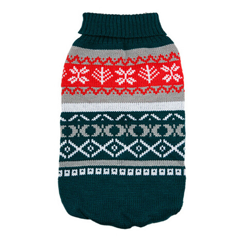 Leaf pattern dog sweater with lapel collar