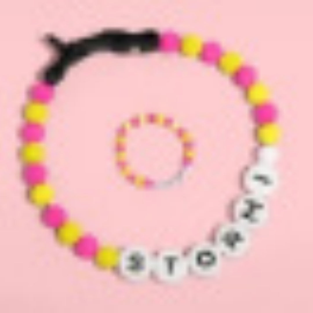 Personalized pearl beaded dog collar with custom name