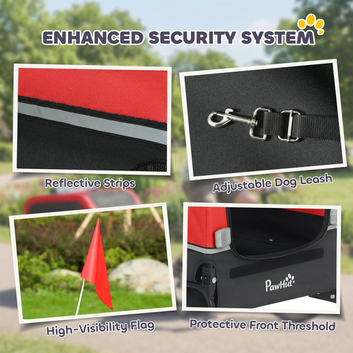 Dog bike trailer in red for small and medium dogs