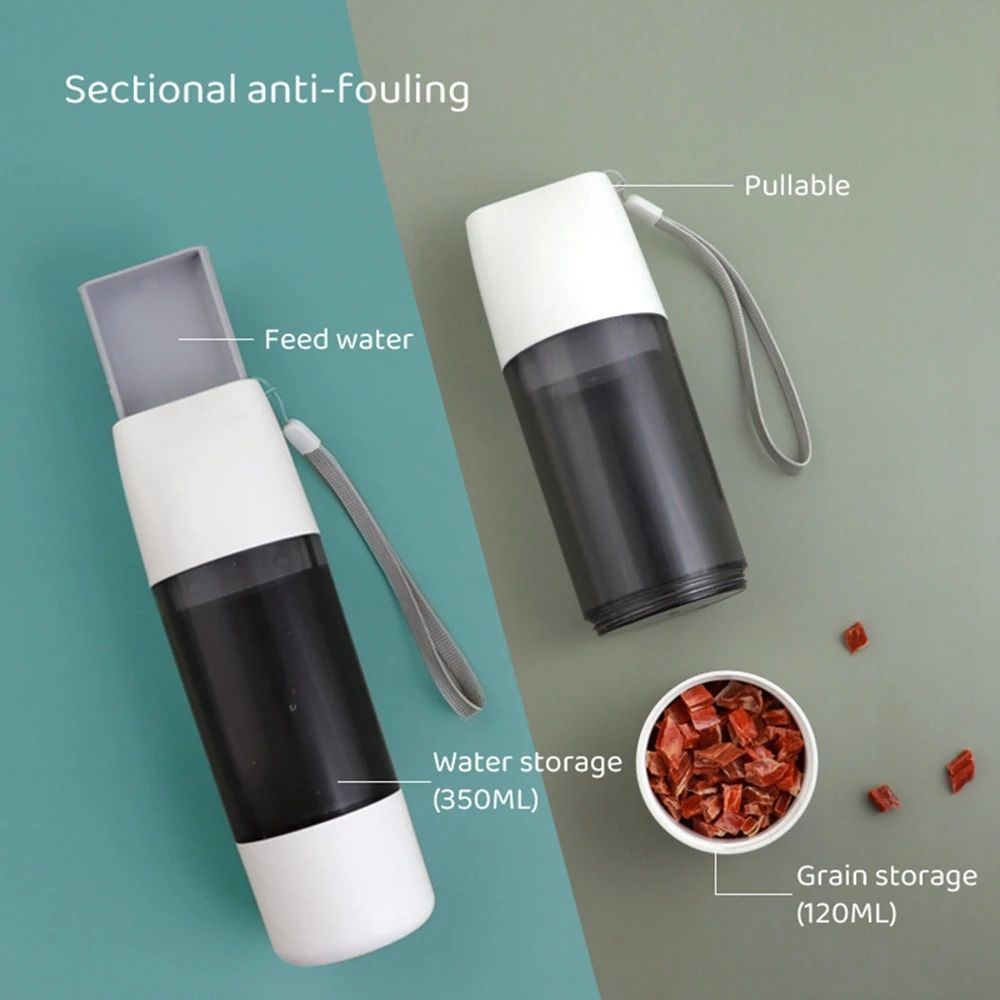 Portable dog water bottle with integrated pet drinking bowl