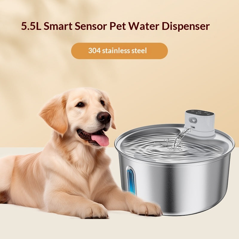 Wireless pet water fountain made with 304 stainless steel