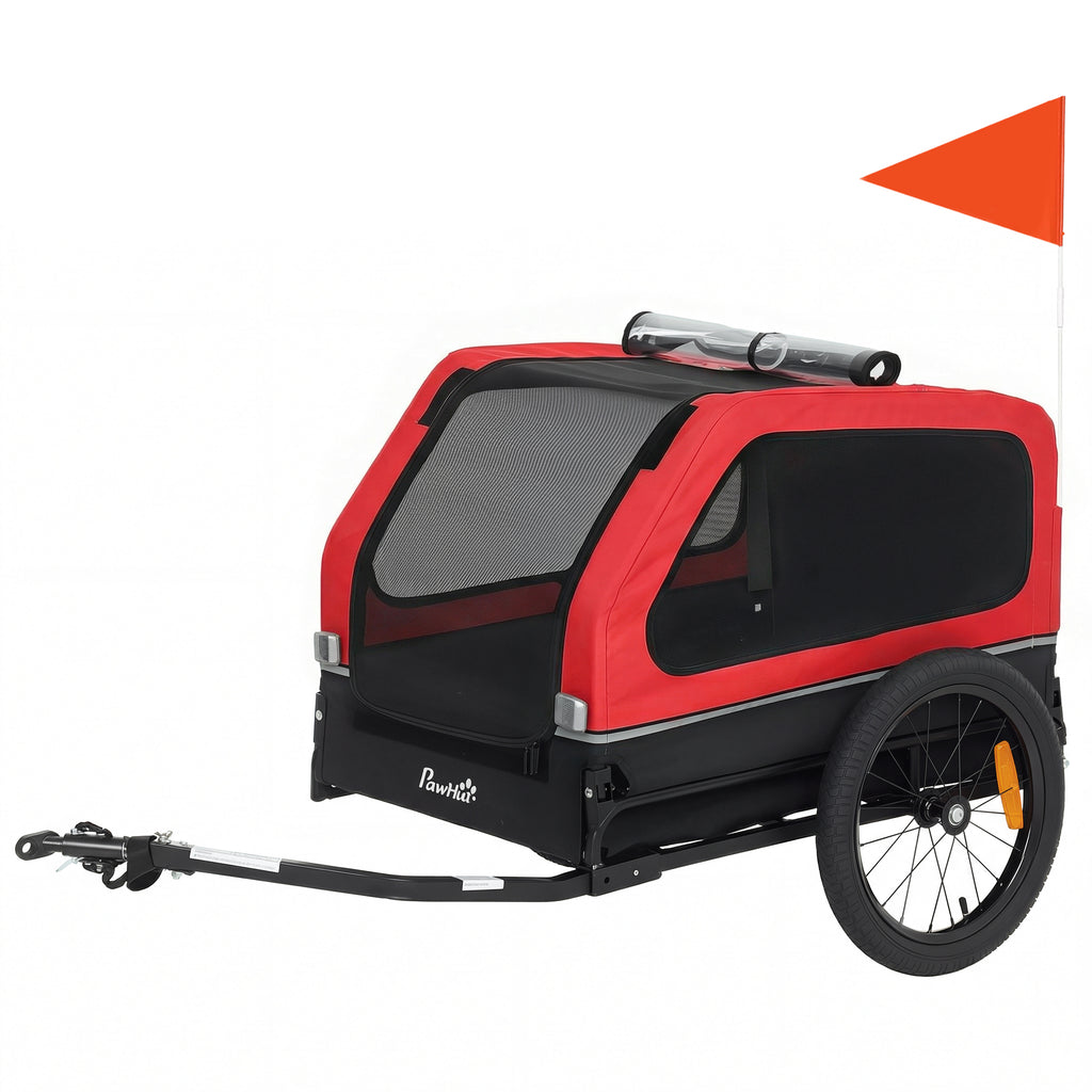 Dog bike trailer in red for small and medium dogs