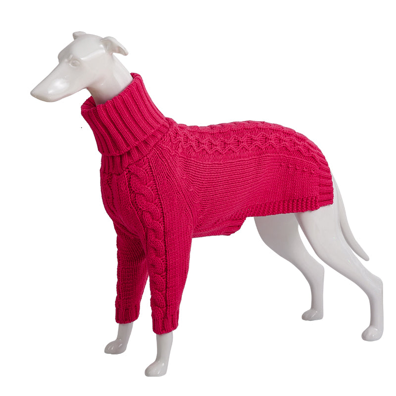 High collar dog sweater in a solid-colour design