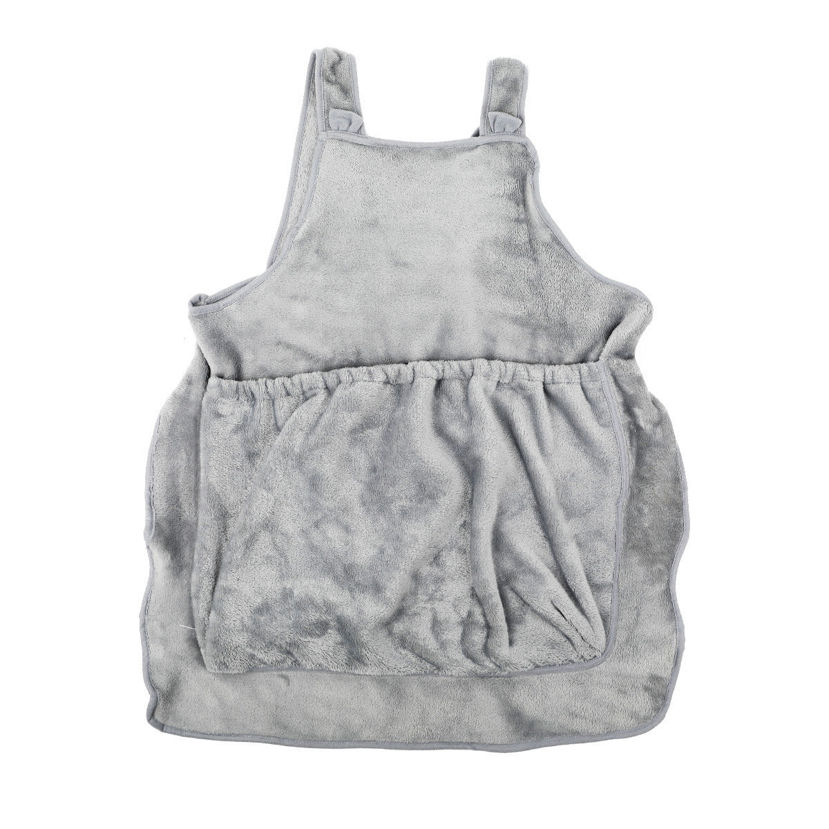 Pet carrier apron with plush pocket shown from the front