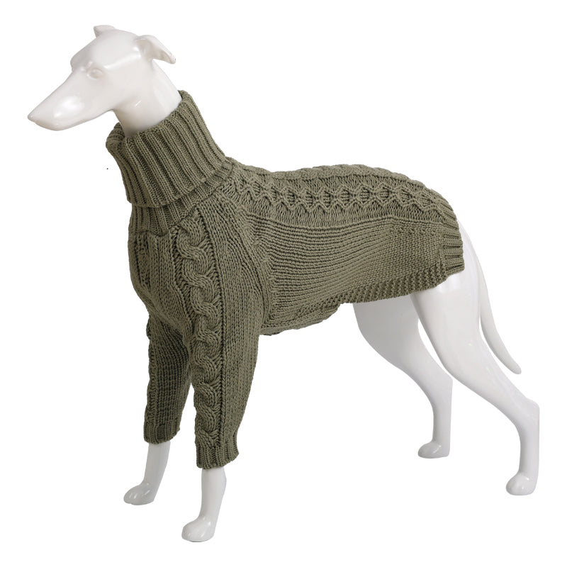 High collar dog sweater in a solid-colour design