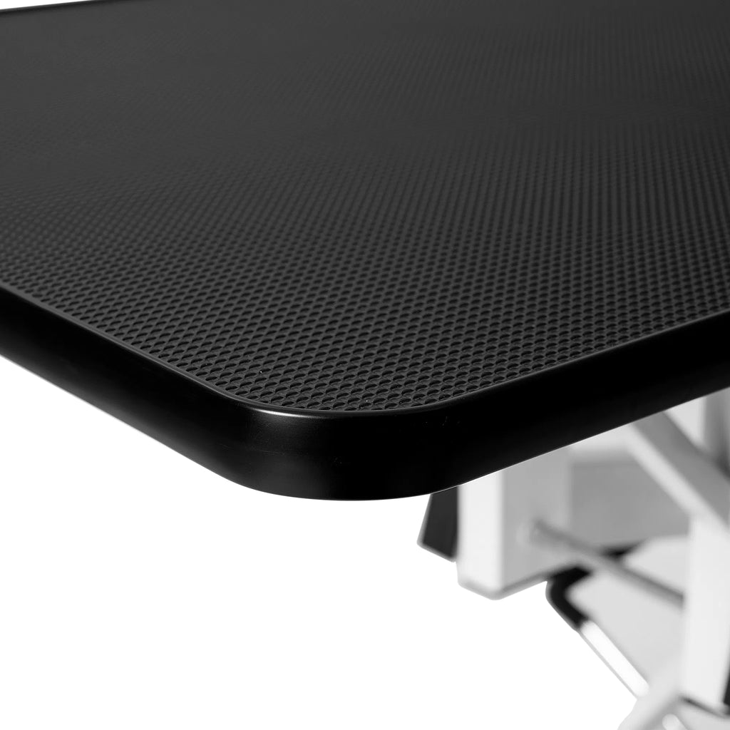 Hydraulic dog grooming table with a large tabletop and Z-lift base