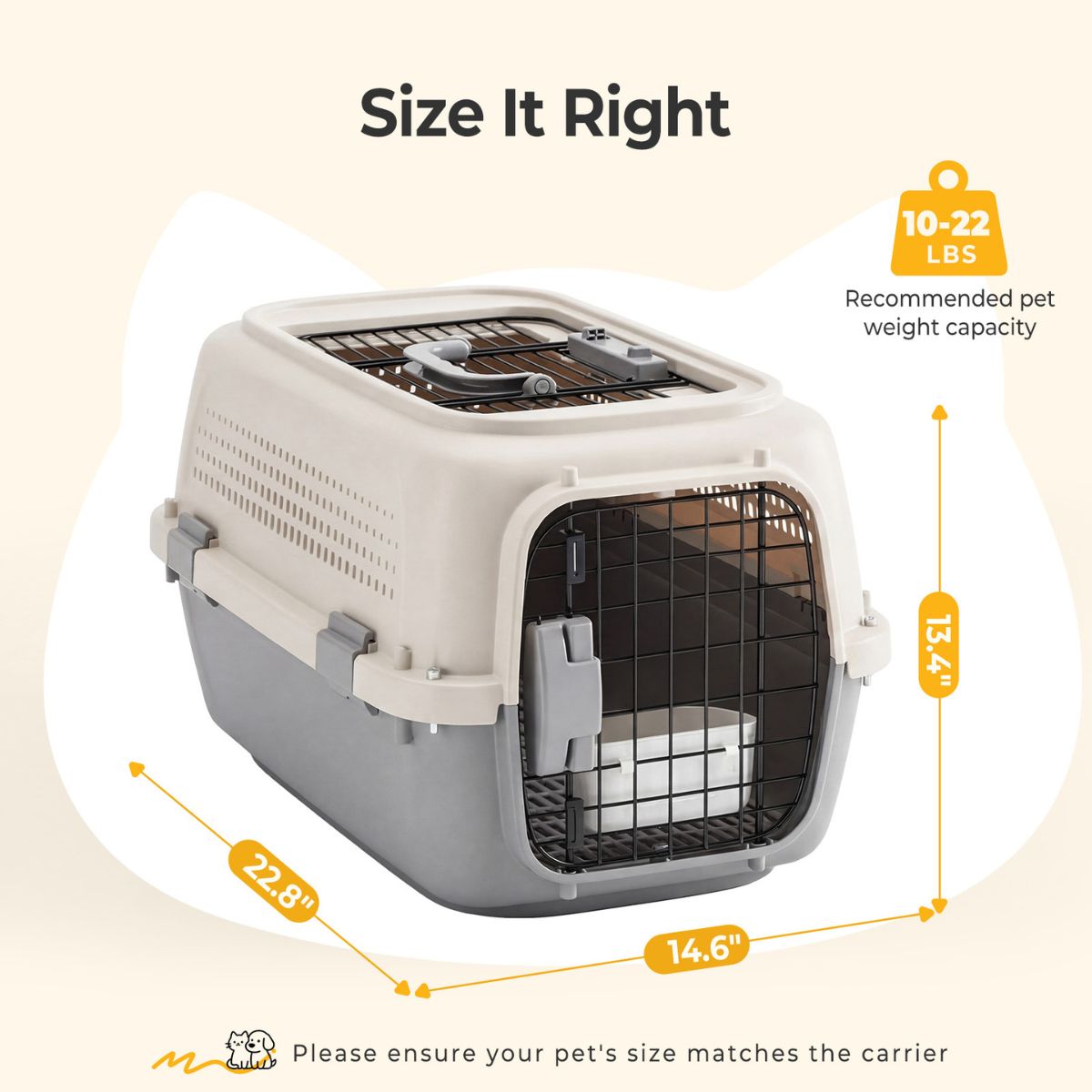 Hard-sided pet carrier for cats and dogs shown from the front