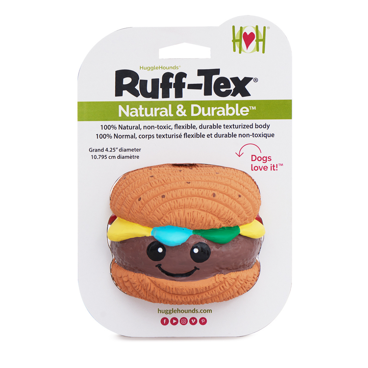  Big Buns Foodies Hamburger Ruff-Tex Latex Ball Dog Toy