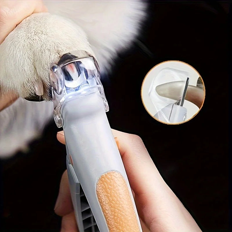 Pet Nail Clipper with LED Light and Magnifier – Safe Trimming Tool for Small Medium Large Dogs Cats, Professional Home Grooming Kit